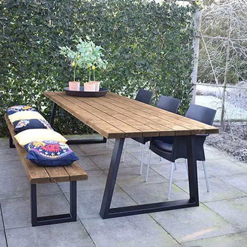 Tuintafel 117 Beau – Massief Kloosterhout – stalen poot naar keuze – Duurzaam & Weersbestendig