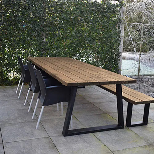 Tuintafel 117 Beau – Massief Kloosterhout – stalen poot naar keuze – Duurzaam & Weersbestendig