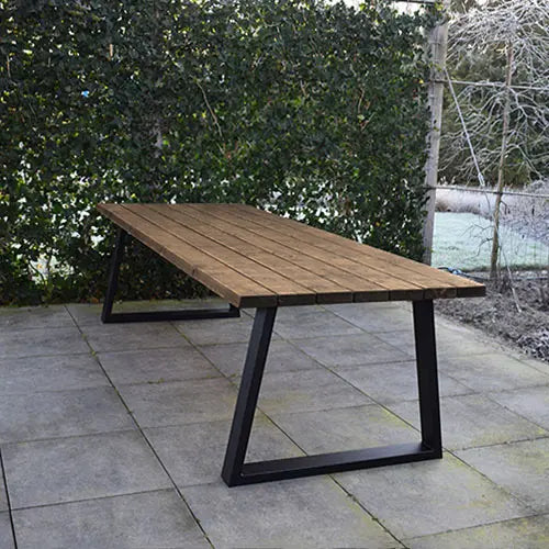 Tuintafel 117 Beau – Massief Kloosterhout – stalen poot naar keuze – Duurzaam & Weersbestendig