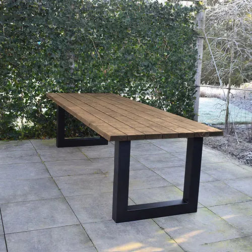 Tuintafel 117 Beau – Massief Kloosterhout – stalen poot naar keuze – Duurzaam & Weersbestendig