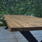Tuintafel 117 Beau – Massief Kloosterhout – stalen poot naar keuze – Duurzaam & Weersbestendig
