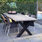 Tuintafel 118 Max – Massief Kloosterhout – stalen poot naar keuze – Duurzaam & Weersbestendig