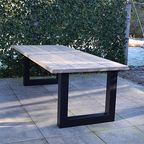 Tuintafel 118 Max – Massief Kloosterhout – stalen poot naar keuze – Duurzaam & Weersbestendig