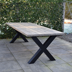 Tuintafel 118 Max – Massief Kloosterhout – stalen poot naar keuze – Duurzaam & Weersbestendig