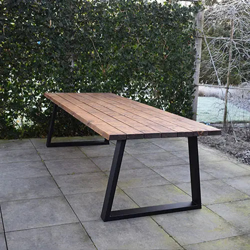 Tuintafel 119 Mitch – Massief Kloosterhout – stalen poot naar keuze – Duurzaam & Weersbestendig
