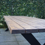 Tuintafel 119 Mitch – Massief Kloosterhout – stalen poot naar keuze – Duurzaam & Weersbestendig