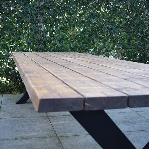 Tuintafel 119 Mitch – Massief Kloosterhout – stalen poot naar keuze – Duurzaam & Weersbestendig
