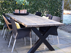 Tuintafel 122 Quinn – Massief Kloosterhout – stalen poot naar keuze – Duurzaam & Weersbestendig