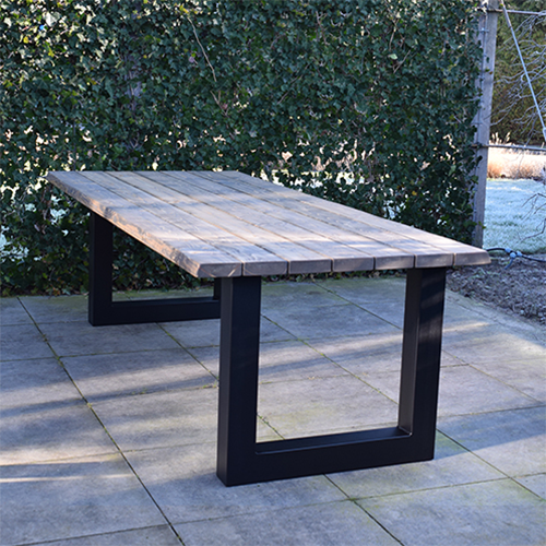 Tuintafel 122 Quinn – Massief Kloosterhout – stalen poot naar keuze – Duurzaam & Weersbestendig
