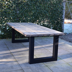 Tuintafel 122 Quinn – Massief Kloosterhout – stalen poot naar keuze – Duurzaam & Weersbestendig