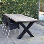 Tuintafel 122 Quinn – Massief Kloosterhout – stalen poot naar keuze – Duurzaam & Weersbestendig
