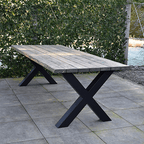 Tuintafel 122 Quinn – Massief Kloosterhout – stalen poot naar keuze – Duurzaam & Weersbestendig