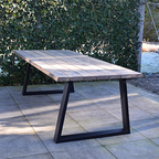 Tuintafel 122 Quinn – Massief Kloosterhout – stalen poot naar keuze – Duurzaam & Weersbestendig