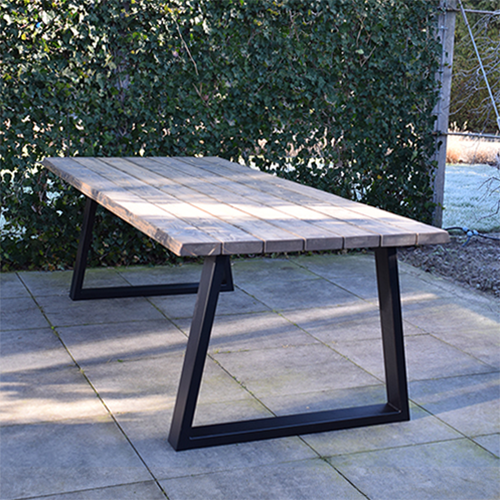Tuintafel 122 Quinn – Massief Kloosterhout – stalen poot naar keuze – Duurzaam & Weersbestendig