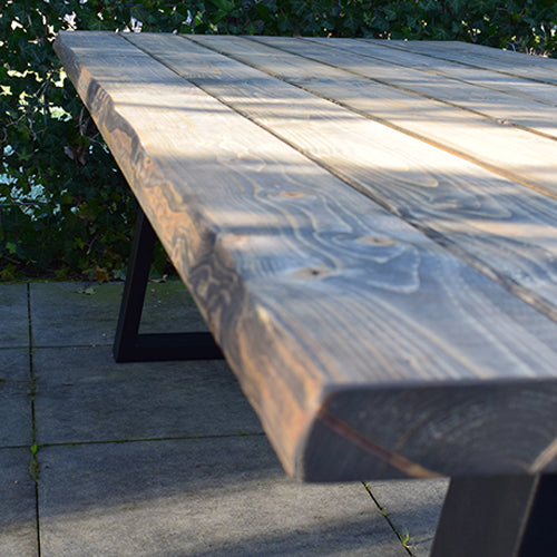 Tuintafel 122 Quinn – Massief Kloosterhout – stalen poot naar keuze – Duurzaam & Weersbestendig