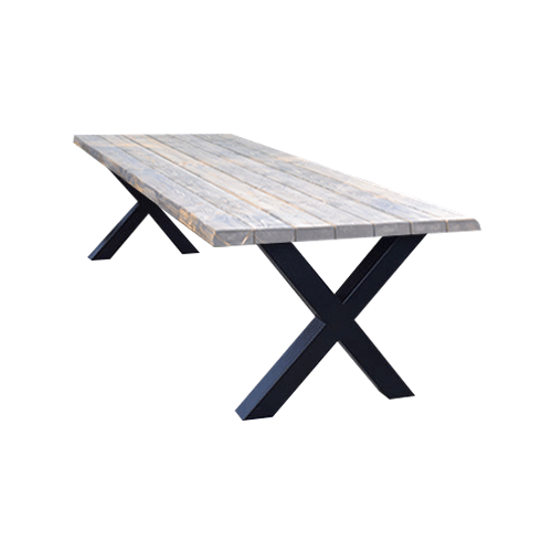 Tuintafel 118 Max – Massief Kloosterhout – stalen poot naar keuze – Duurzaam & Weersbestendig