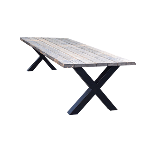 Tuintafel 122 Quinn – Massief Kloosterhout – stalen poot naar keuze – Duurzaam & Weersbestendig