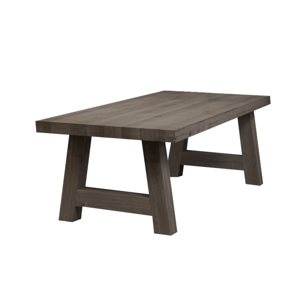 Massief eiken kloostertafel Deluxe met houten A-poot