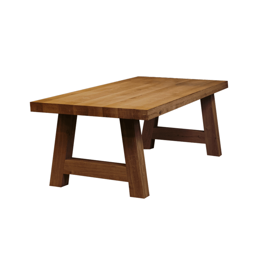 Massief eiken kloostertafel Deluxe met houten A-poot