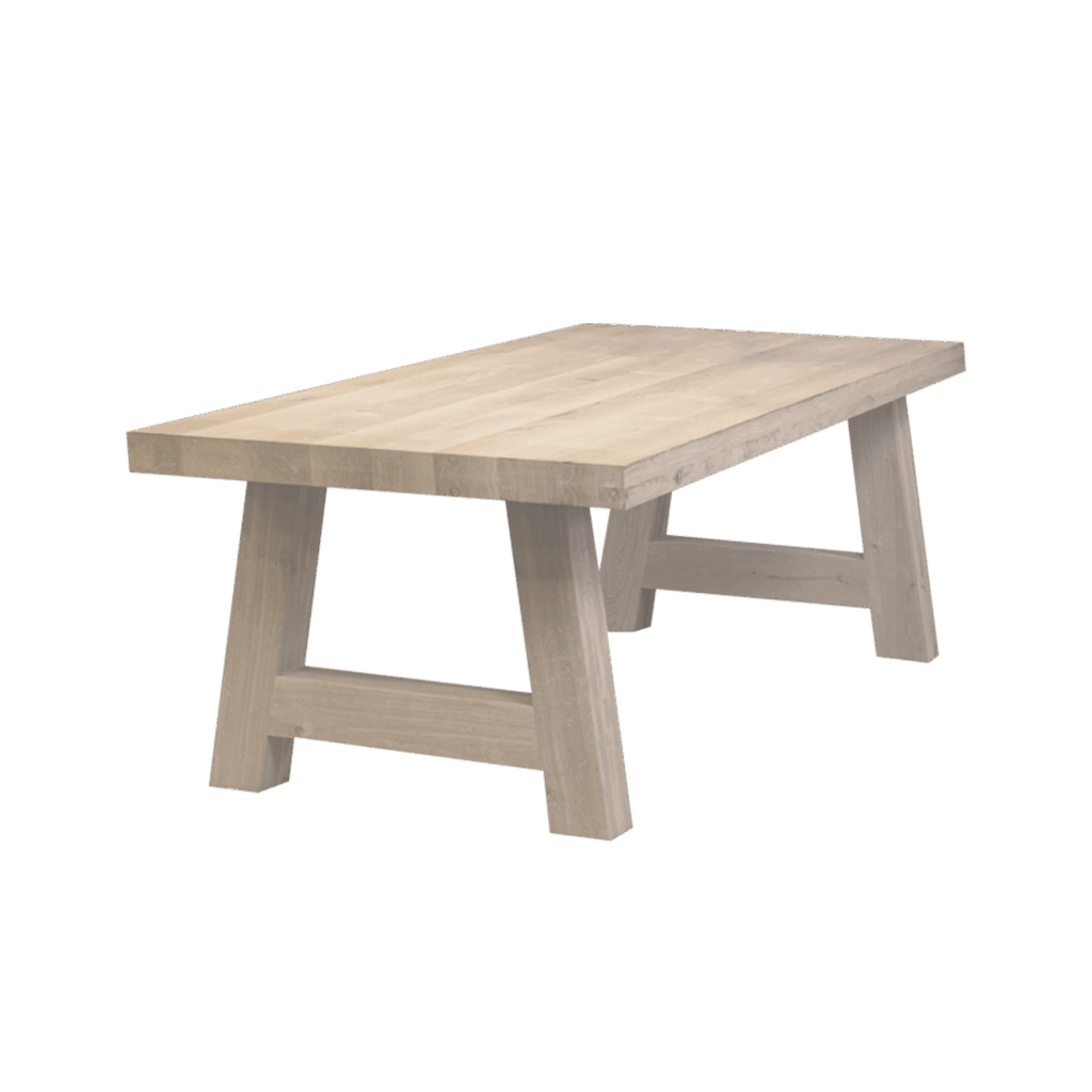 Massief eiken kloostertafel Deluxe met houten A-poot