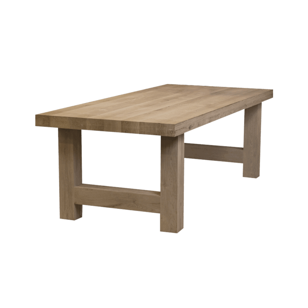 Massief eiken kloostertafel Deluxe met houten H-poot