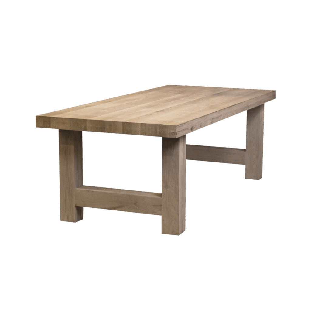 Massief eiken kloostertafel Deluxe met houten H-poot