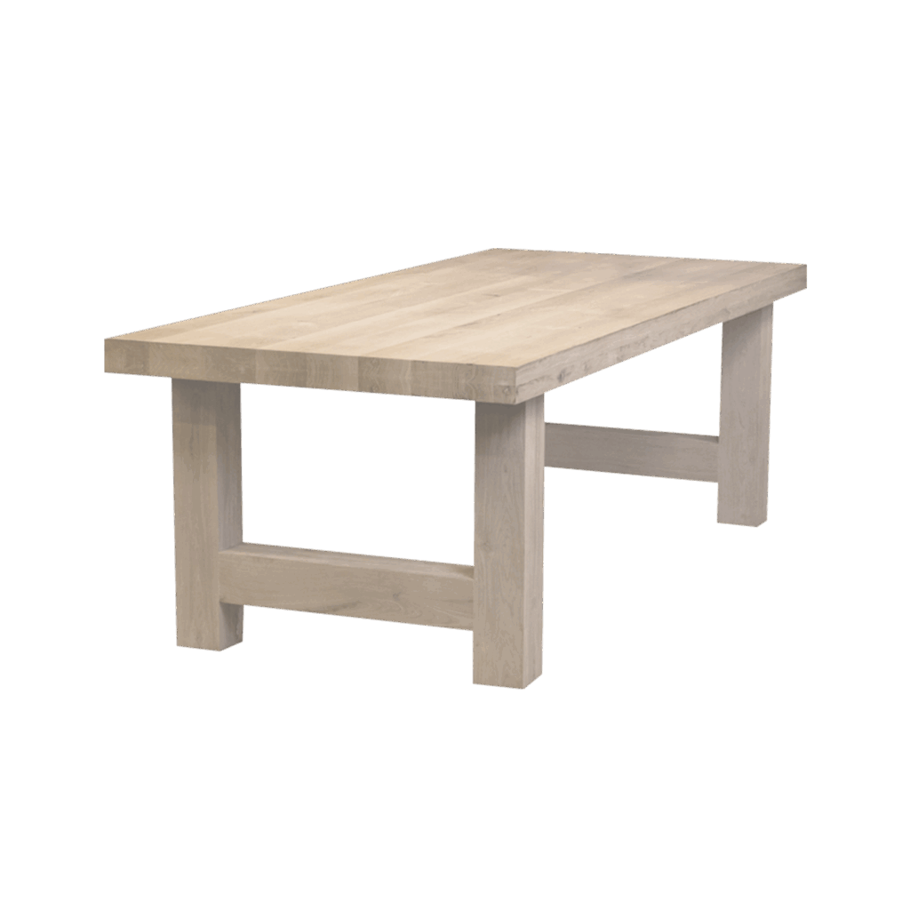 Massief eiken kloostertafel Deluxe met houten H-poot