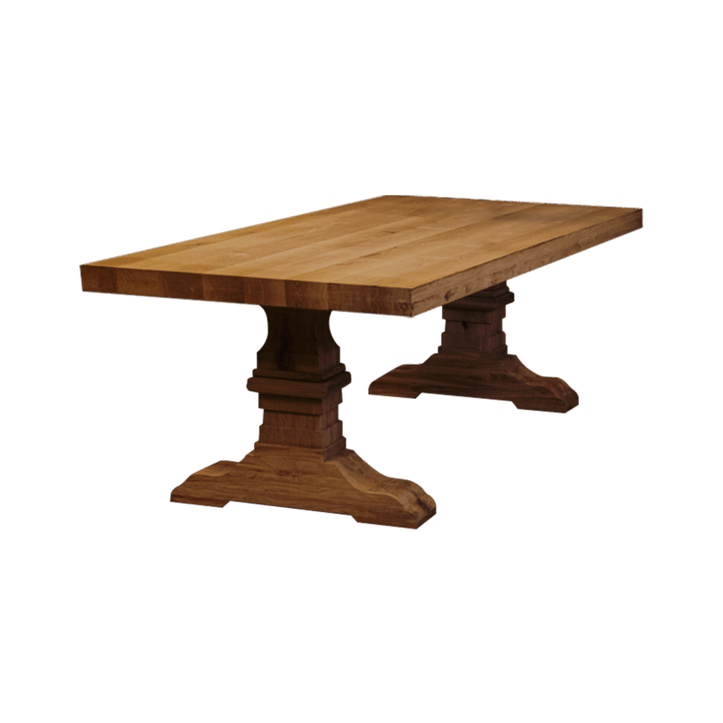 Massief eiken kloostertafel Deluxe met kasteel-poot