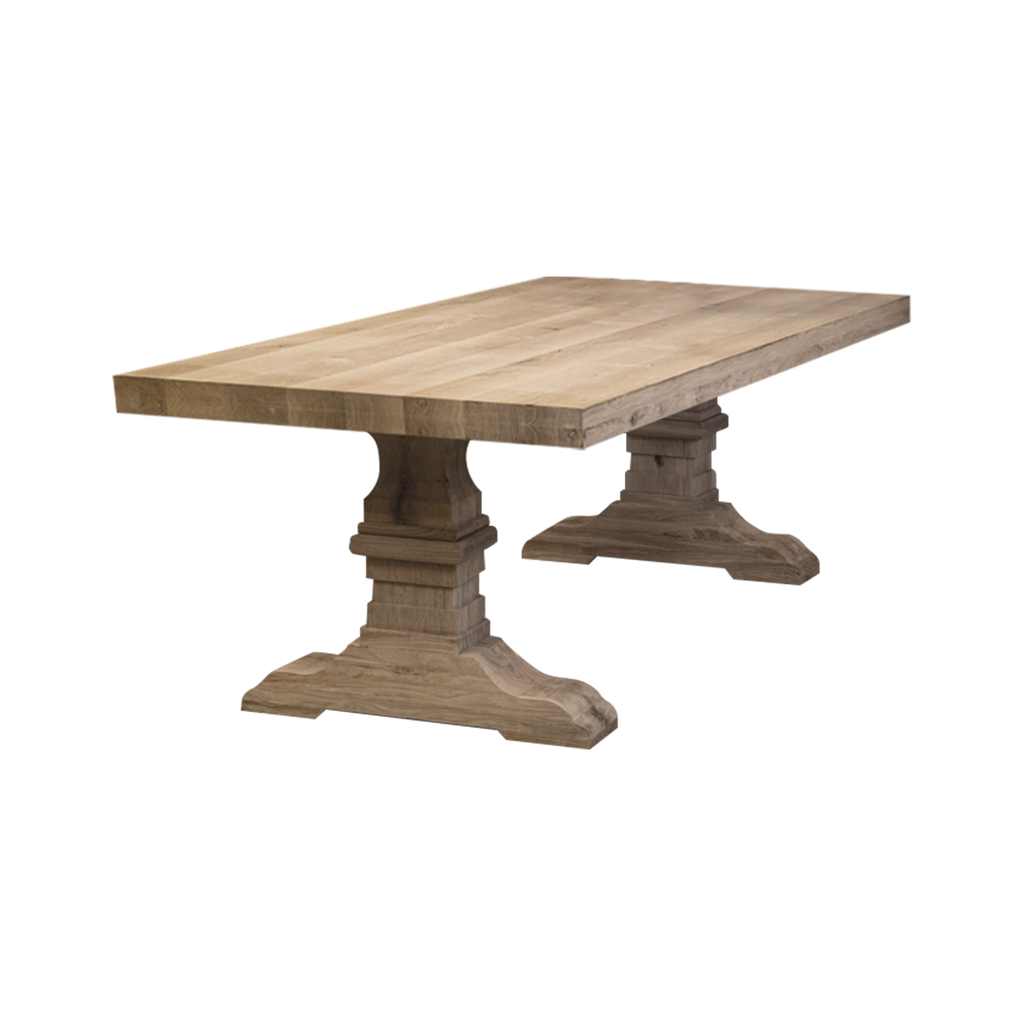 Massief eiken kloostertafel Deluxe met kasteel-poot