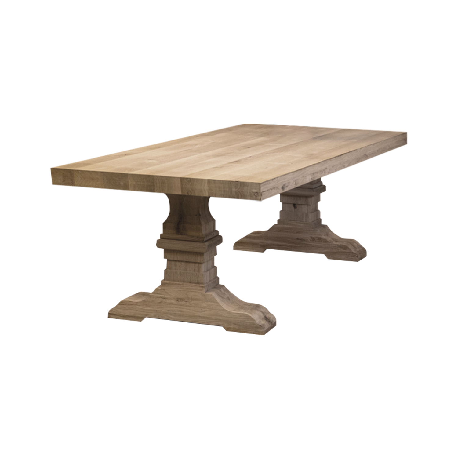 Massief eiken kloostertafel Deluxe met kasteel-poot