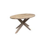 Massief eiken ovale eettafel met houten spin-poot
