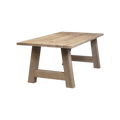 Massief eiken eettafel met rechte rand met houten A-poot
