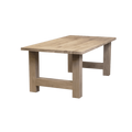 Massief eiken eettafel met rechte rand met houten H-poot