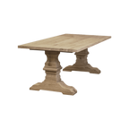 Massief eiken eettafel met rechte rand met houten kasteel-poot