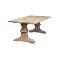 Massief eiken eettafel met rechte rand met houten kasteel-poot