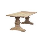 Massief eiken eettafel met rechte rand met houten kasteel-poot