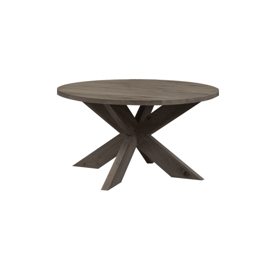 Massief eiken ronde eettafel met houten spin-poot