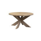 Massief eiken ronde eettafel met houten spin-poot