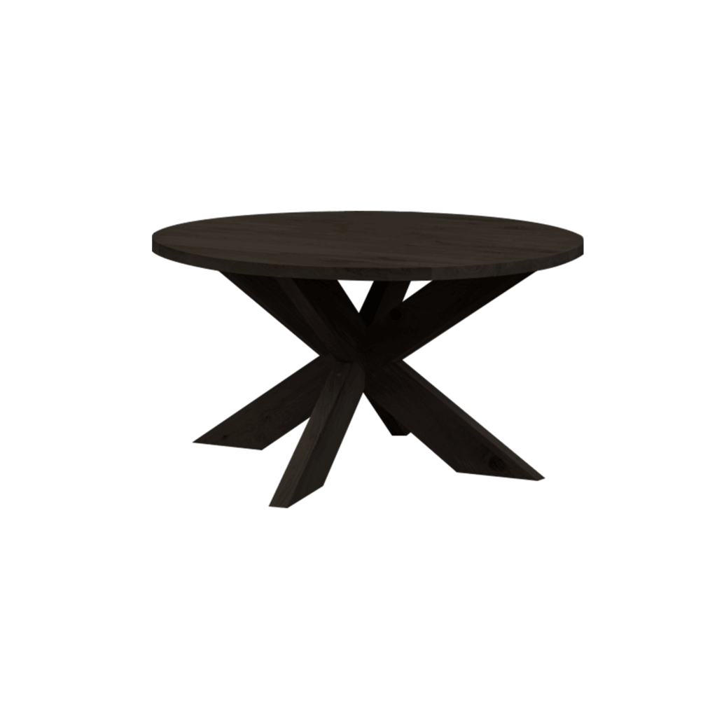 Massief eiken ronde eettafel met houten spin-poot