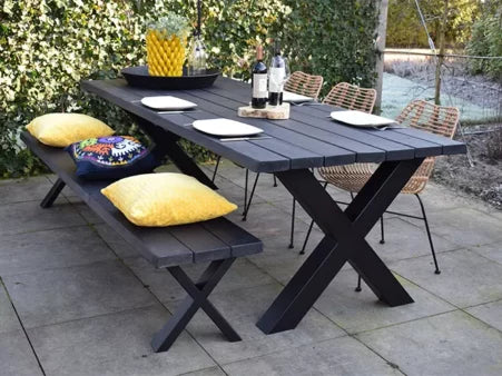 Tuintafel 121 Boris – Massief Kloosterhout – stalen poot naar keuze – Duurzaam & Weersbestendig