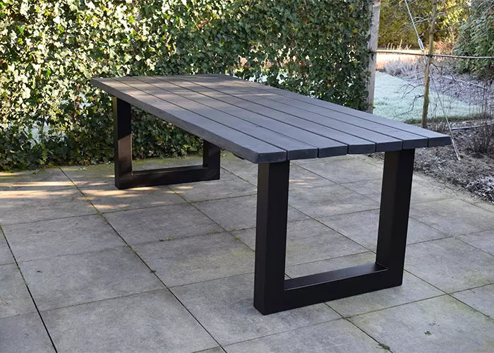 Tuintafel 121 Boris – Massief Kloosterhout – stalen poot naar keuze – Duurzaam & Weersbestendig