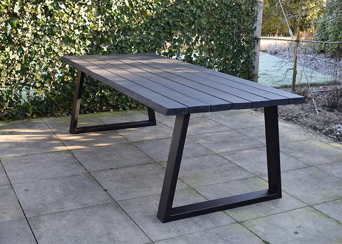 Tuintafel 121 Boris – Massief Kloosterhout – stalen poot naar keuze – Duurzaam & Weersbestendig